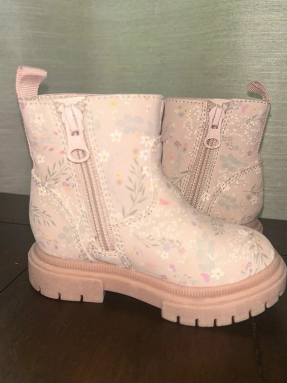 Cat & Jack Pink Floral Girls' Ankle Boots